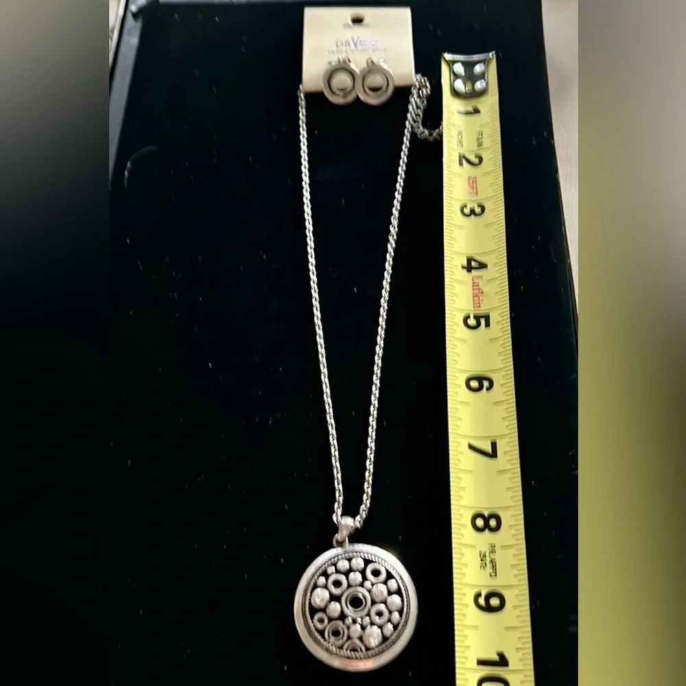Da Vinci Circles Necklace Earring Set Silver Modern Circles Lead Nickel Free